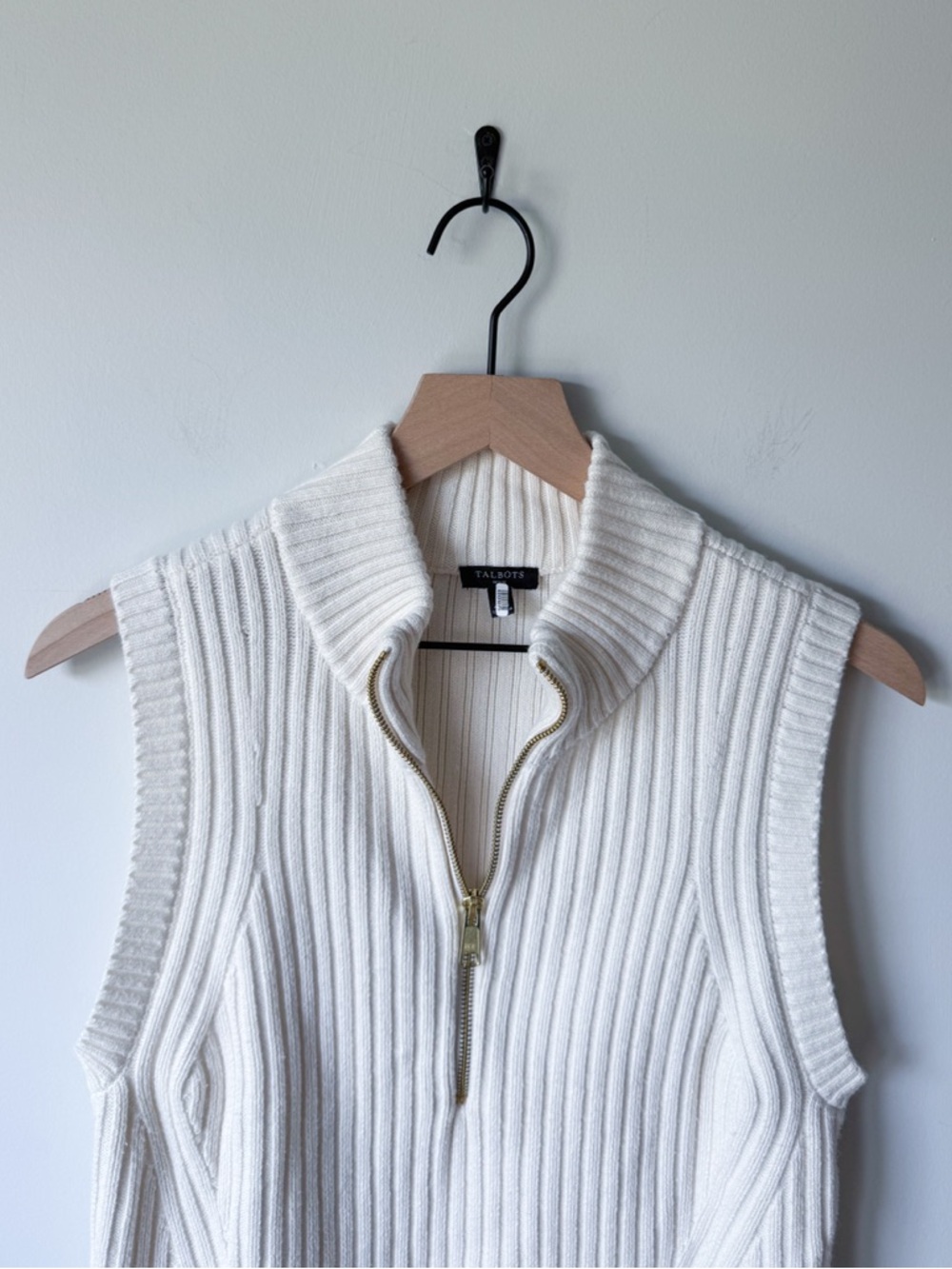 Talbots Ribbed Quarter-Zip Knit Top - Picture 2 of 4